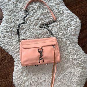 REBECCA MINKOFF Peach Leather Mini Mac Crossbody